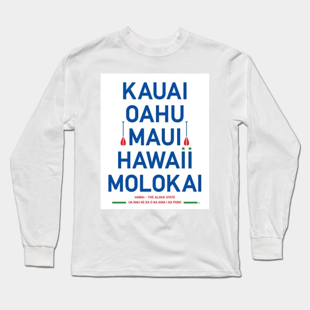 Hawaii Hawai Maui Molokai Aloha Honolulu USA Surf Pacific Design Long Sleeve T-Shirt by PB Mary